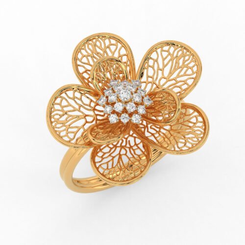 Floral Lattice Diamond Ring