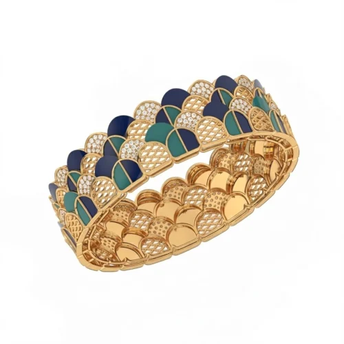 Peacock Scale Enamel Bangle